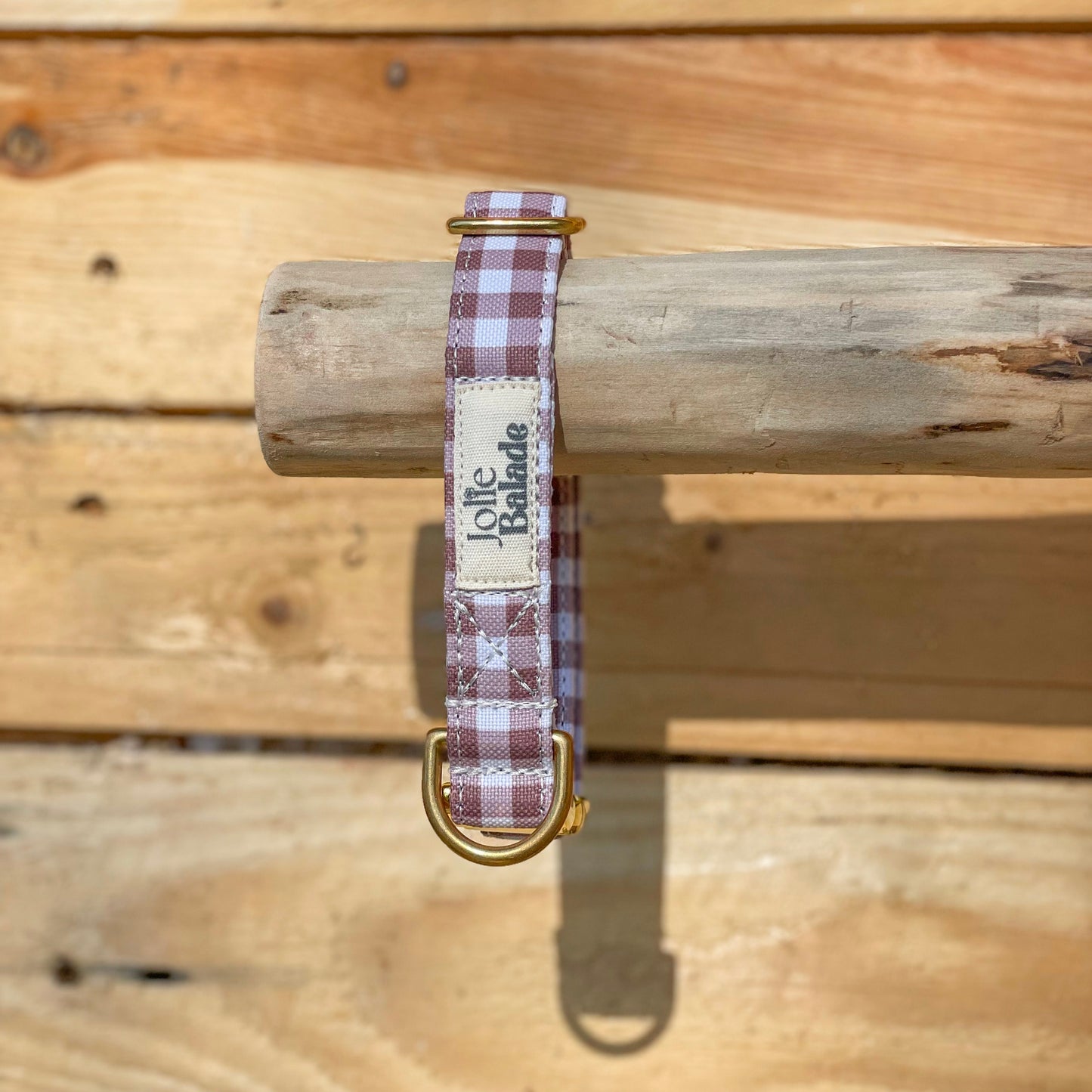 🐶 Collier "VICHY MARRON"