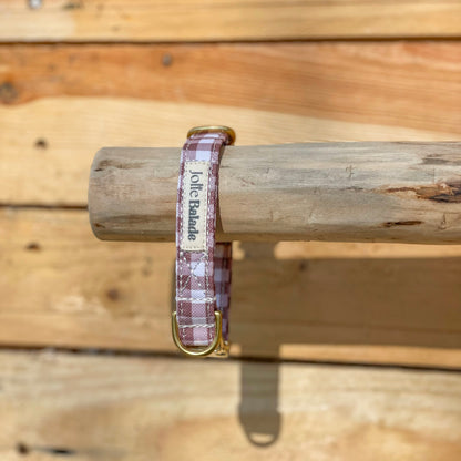 🐶 Collier "VICHY MARRON"