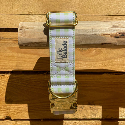 🐶 Collier "VICHY VERT PASTEL"