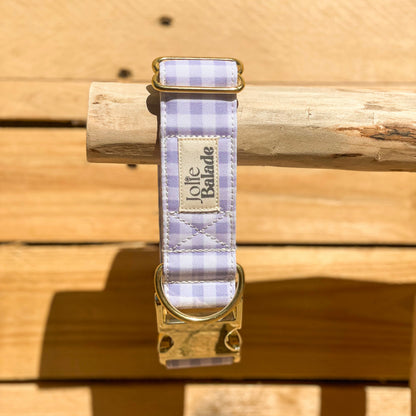 🐶 Collier "VICHY LILA PASTEL"