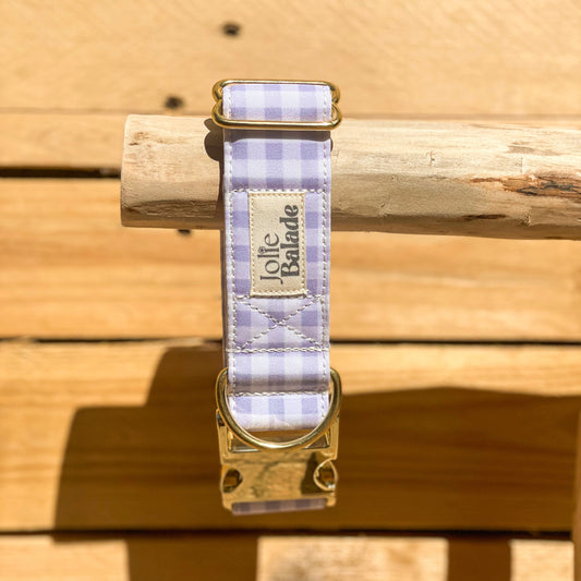 🐶 Collier "VICHY LILA PASTEL"