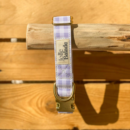 🐶 Collier "VICHY LILA PASTEL"
