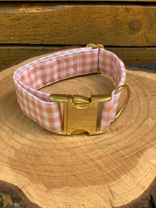 🐶 Collier "VICHY BEIGE"