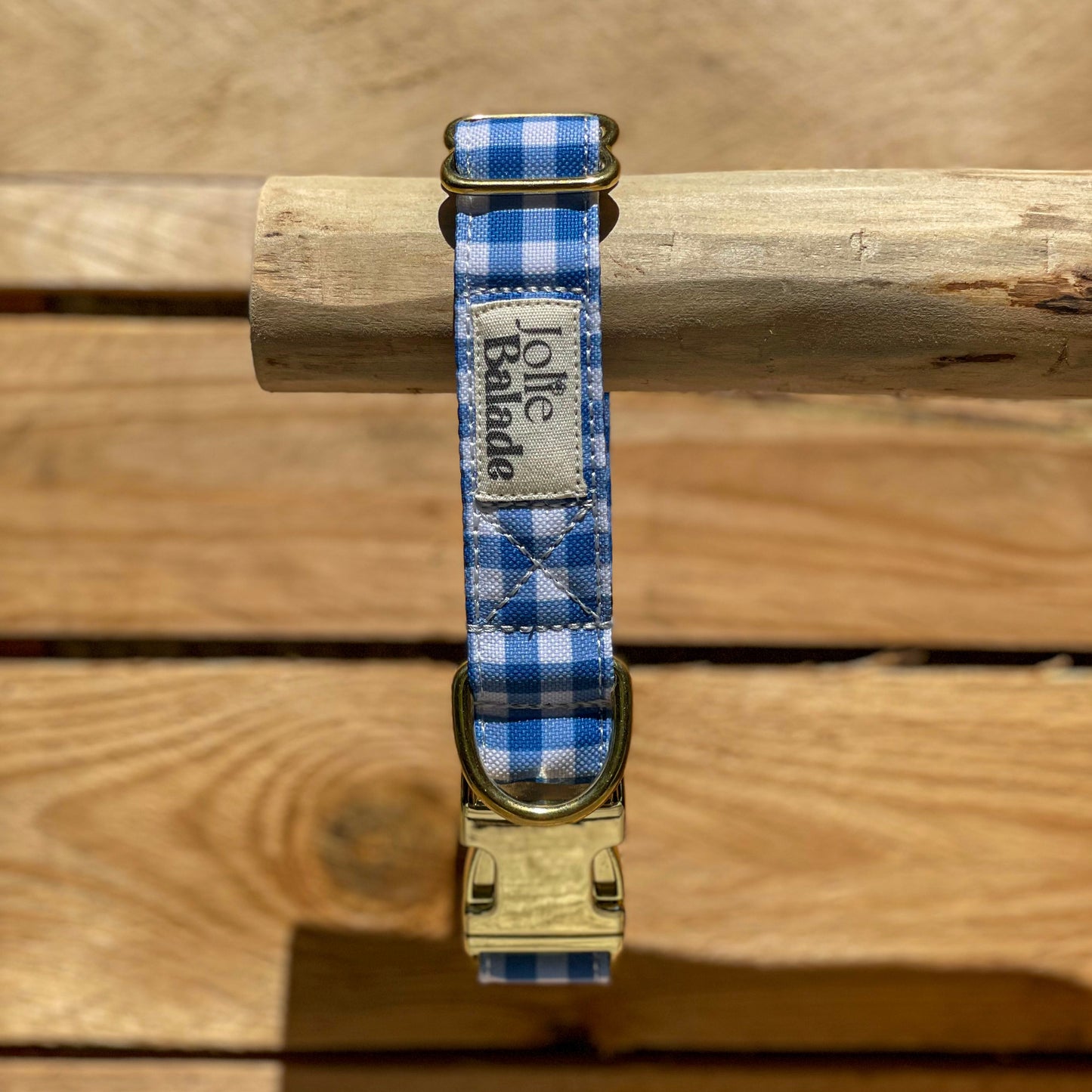 🐶 Collier "VICHY BLEU DENIM"