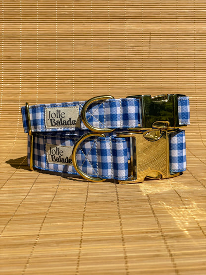 🐶 Collier "VICHY BLEU DENIM"