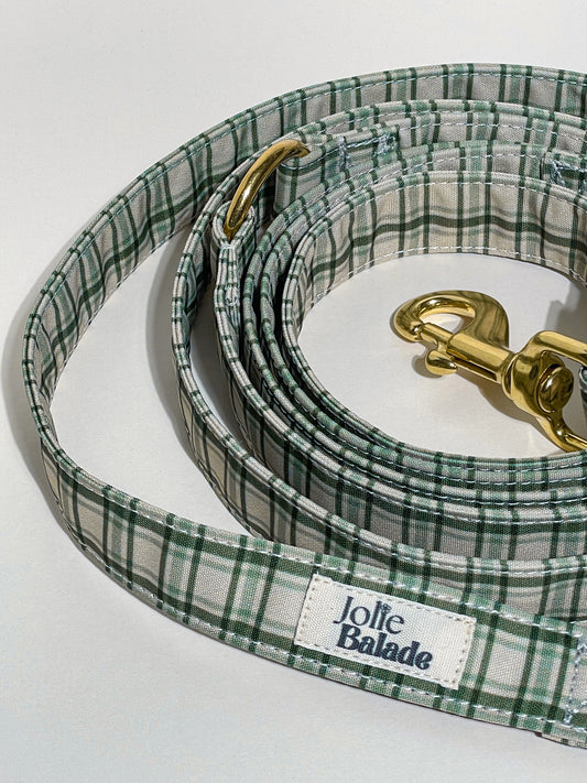🐶 Laisse multiposition 3 points "TARTAN vert"
