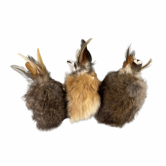 🐱 Jouet naturel en fourrure de lapin et plumes pour chats