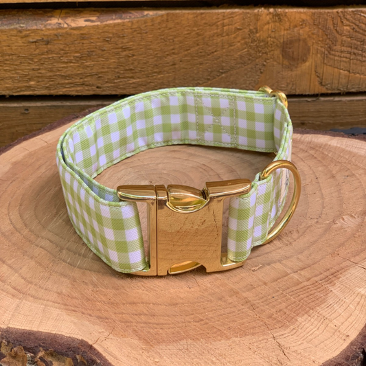 🐶 Collier "VICHY VERT"