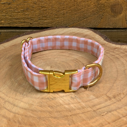 🐶 Collier "VICHY BEIGE"