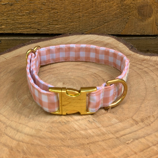 🐶 Collier "VICHY BEIGE"