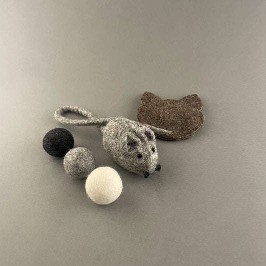 🐱 Ensemble de 5 jouets en laine naturelle et chanvre - Les p'tits potes